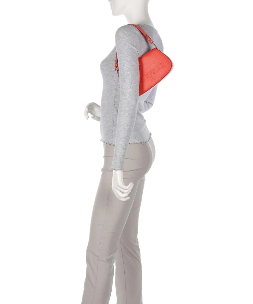 Myrtha Maxi Logo Schultertasche genarbtes Leder orange