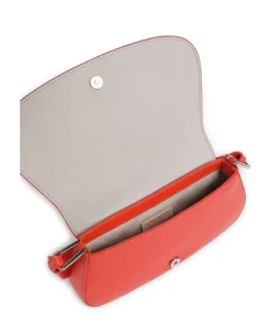 Myrtha Maxi Logo Schultertasche genarbtes Leder orange