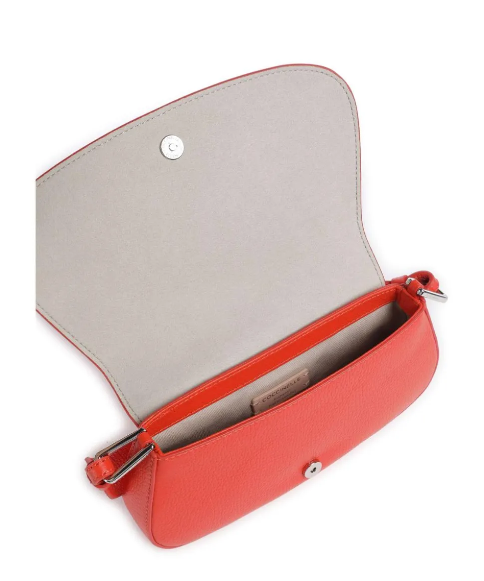 Myrtha Maxi Logo Schultertasche genarbtes Leder orange