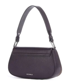 Myrtha Maxi Logo Schultertasche genarbtes Leder pflaume