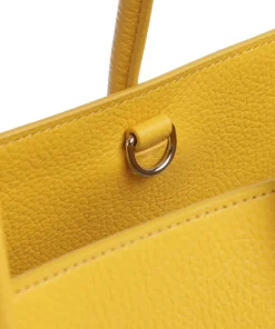 Myrtha Maxi Logo Shopper genarbtes Leder senfgelb