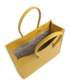 Myrtha Maxi Logo Shopper genarbtes Leder senfgelb