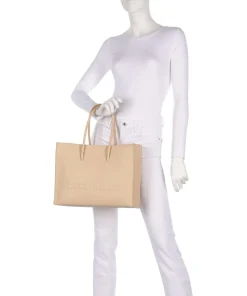 Myrtha Maxi Logo Shopper genarbtes Leder natur