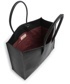 Myrtha Maxi Logo Shopper genarbtes Leder schwarz