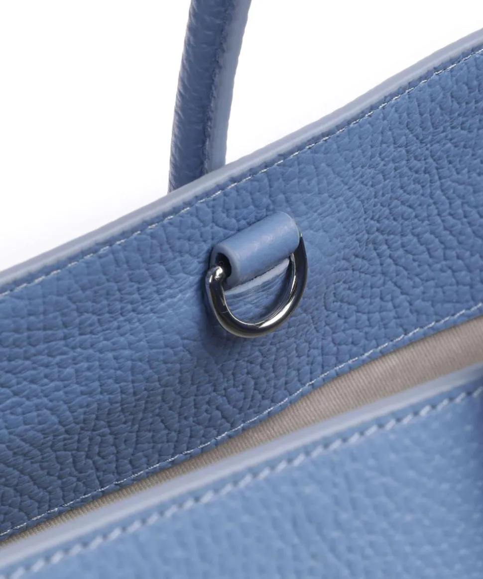 Myrtha Maxi Logo Shopper genarbtes Leder blau