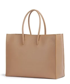 Myrtha Maxi Logo Shopper genarbtes Rindsleder hellbraun