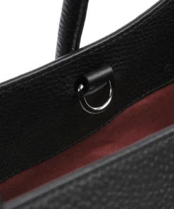 Myrtha Maxi Logo Shopper genarbtes Rindsleder schwarz