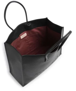 Myrtha Maxi Logo Shopper genarbtes Rindsleder schwarz