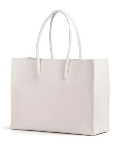 Myrtha Maxi Logo Shopper genarbtes Leder weiß