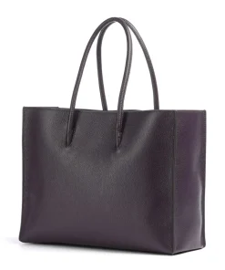 Myrtha Maxi Logo Shopper genarbtes Leder pflaume