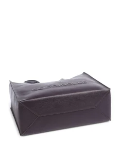 Myrtha Maxi Logo Shopper genarbtes Leder pflaume