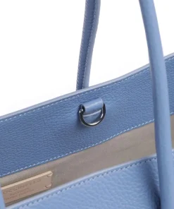 Myrtha Maxi Logo Shopper genarbtes Rindsleder blau