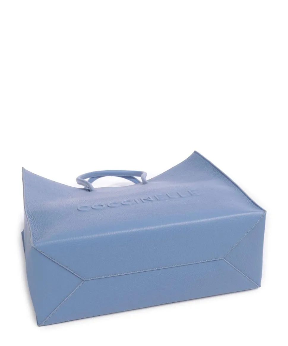 Myrtha Maxi Logo Shopper genarbtes Rindsleder blau