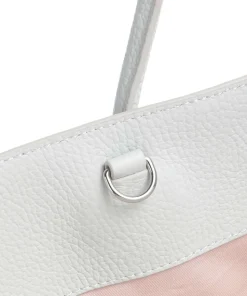 Myrtha Maxi Logo Shopper genarbtes Leder hellblau