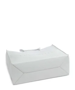 Myrtha Maxi Logo Shopper genarbtes Leder hellblau