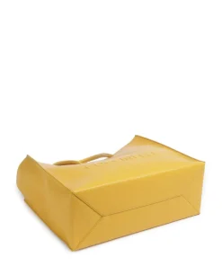 Myrtha Maxi Logo Shopper genarbtes Rindsleder gelb