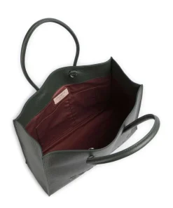 Myrtha Maxi Logo Shopper genarbtes Leder dunkelgrün