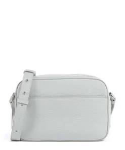 Myrtha Maxi Logo Umhängetasche genarbtes Rindsleder hellblau