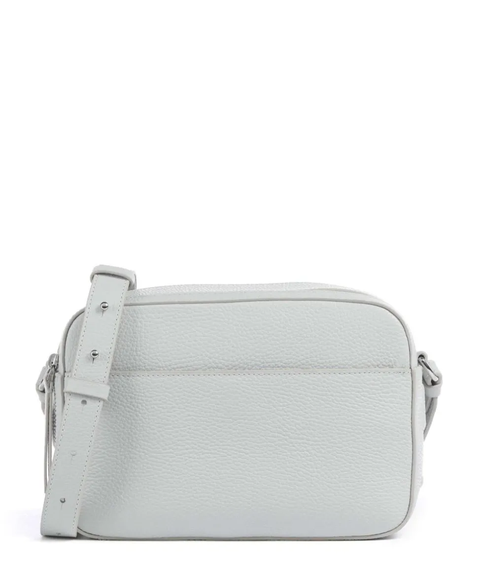 Myrtha Maxi Logo Umhängetasche genarbtes Rindsleder hellblau