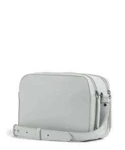 Myrtha Maxi Logo Umhängetasche genarbtes Rindsleder hellblau