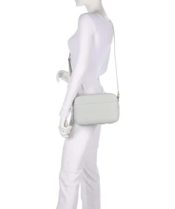 Myrtha Maxi Logo Umhängetasche genarbtes Rindsleder hellblau