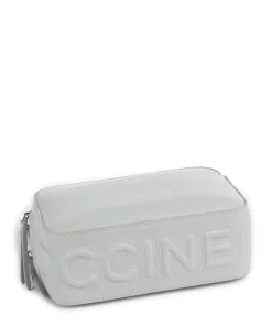 Myrtha Maxi Logo Umhängetasche genarbtes Rindsleder hellblau