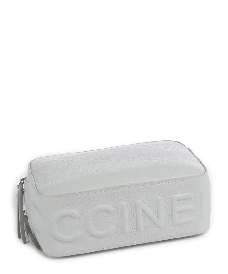 Myrtha Maxi Logo Umhängetasche genarbtes Rindsleder hellblau