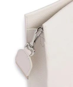 Myrtha Maxi Logo Umhängetasche genarbtes Leder weiß