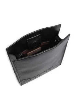 Myrtha Maxi Logo Umhängetasche genarbtes Leder schwarz