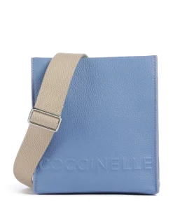 Myrtha Maxi Logo Umhängetasche genarbtes Leder blau