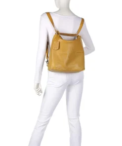 Natural Norah Rucksack-Tasche genarbtes Leder ocker