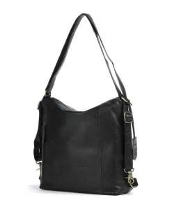 Natural Norah Rucksack-Tasche genarbtes Leder schwarz