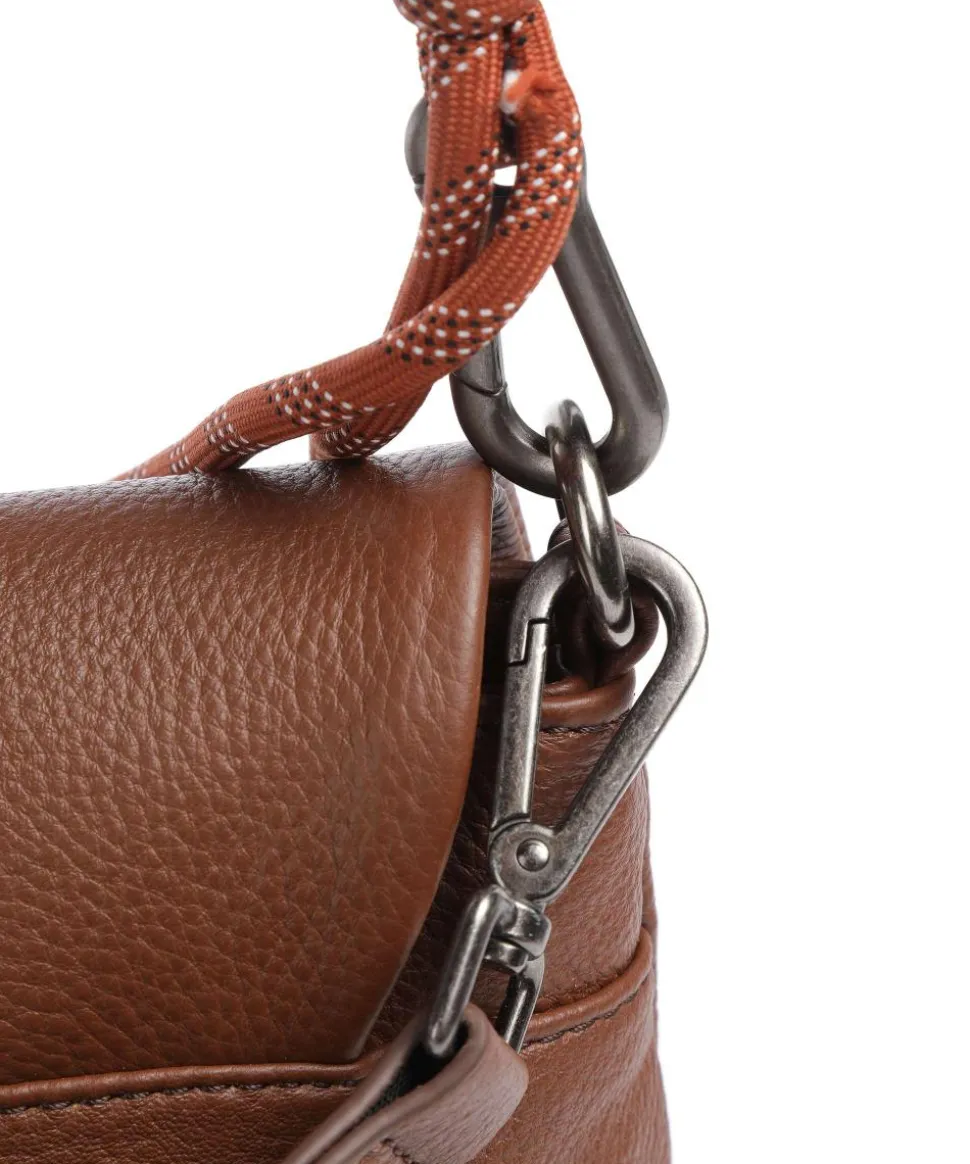 Nea Schultertasche genarbtes Leder braun