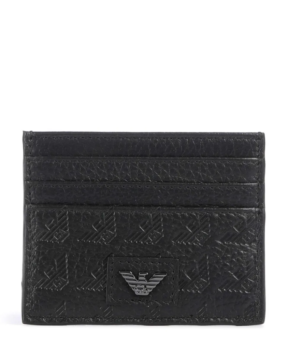 New Minorca Kreditkartenetui geprägtes Rindsleder schwarz