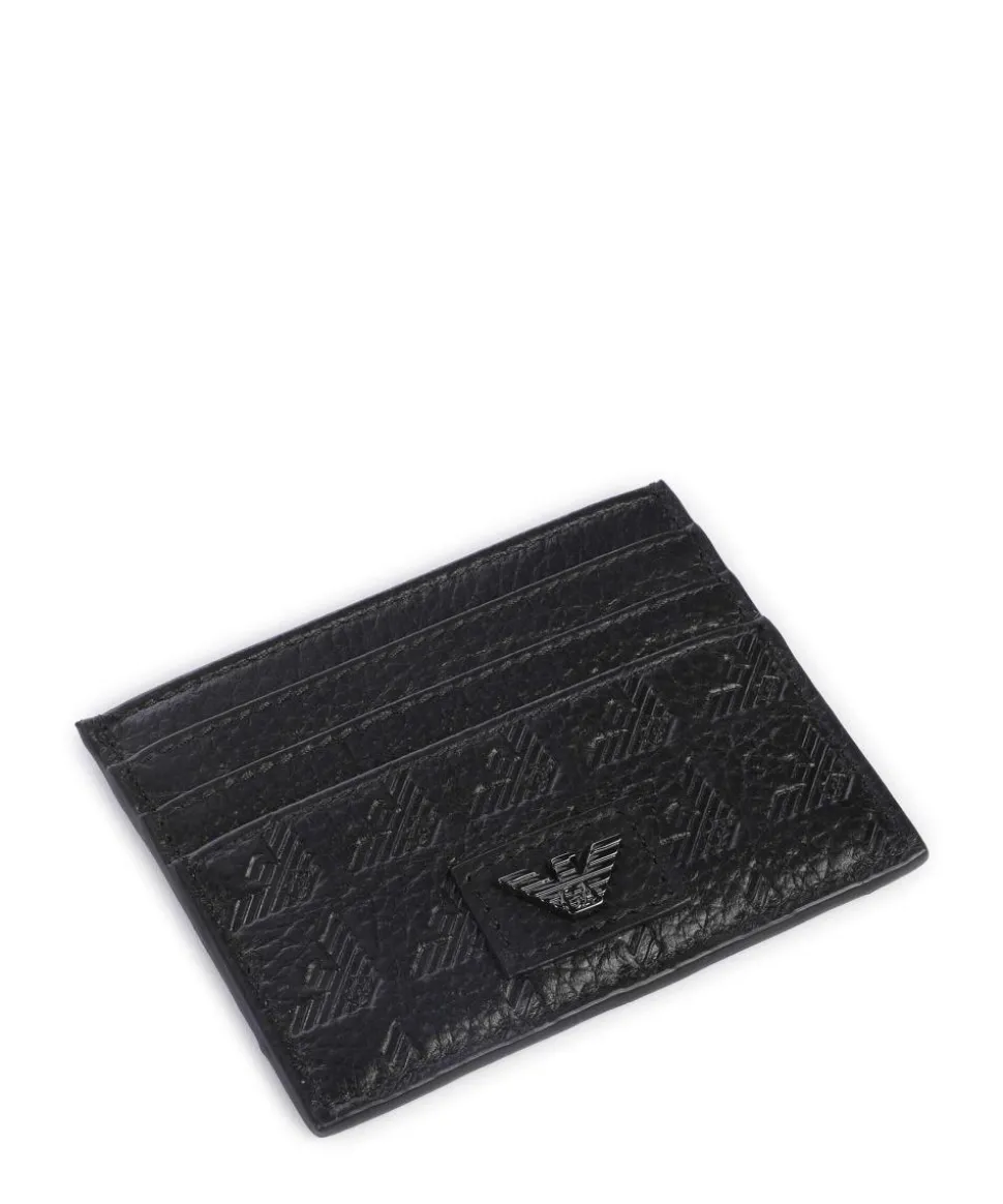 New Minorca Kreditkartenetui geprägtes Rindsleder schwarz