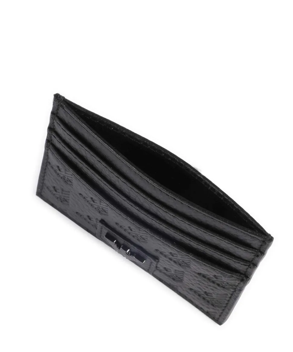 New Minorca Kreditkartenetui geprägtes Rindsleder schwarz
