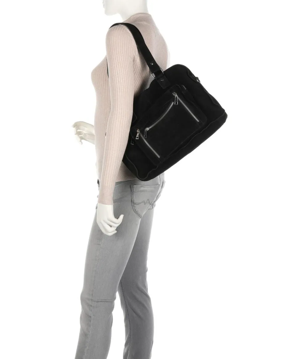 New Suede Mille Shopper aufgerautes Leder schwarz