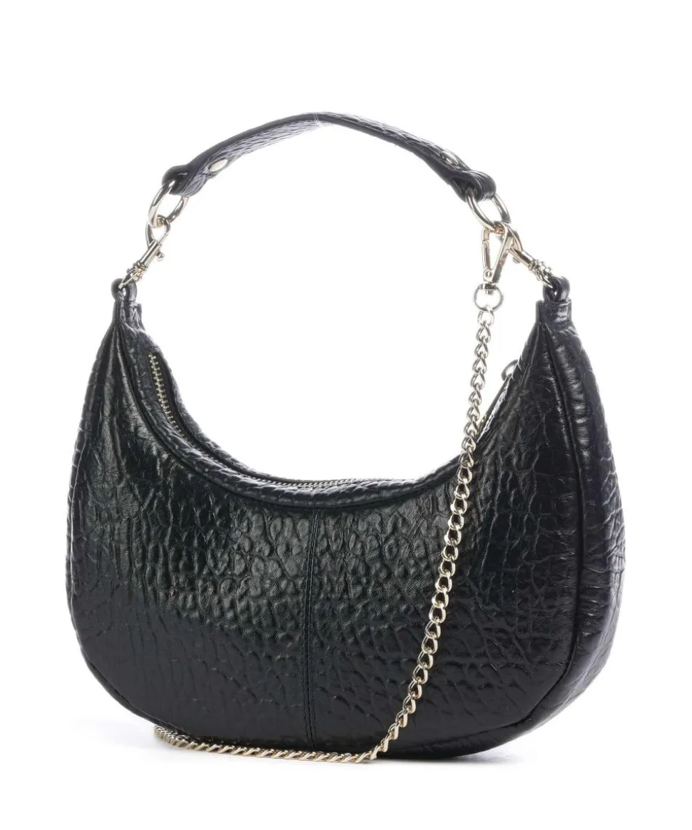 New Zealand Annabel Schultertasche genarbtes Leder schwarz