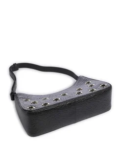 New Zealand Apollo 2 Eyelet Schultertasche geprägtes Leder schwarz