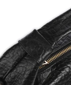 New Zealand Dandy Beuteltasche geprägtes Leder schwarz