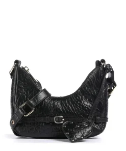 New Zealand Palma Belt Umhängetasche geprägtes Leder schwarz