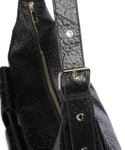 New Zealand Stella Pocket Beuteltasche genarbtes Leder schwarz