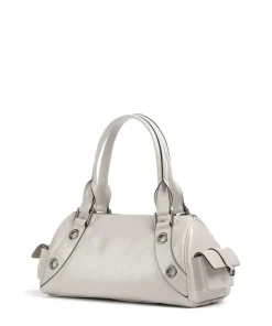 Nika Lack Distressed M Schultertasche Rindsleder elfenbein