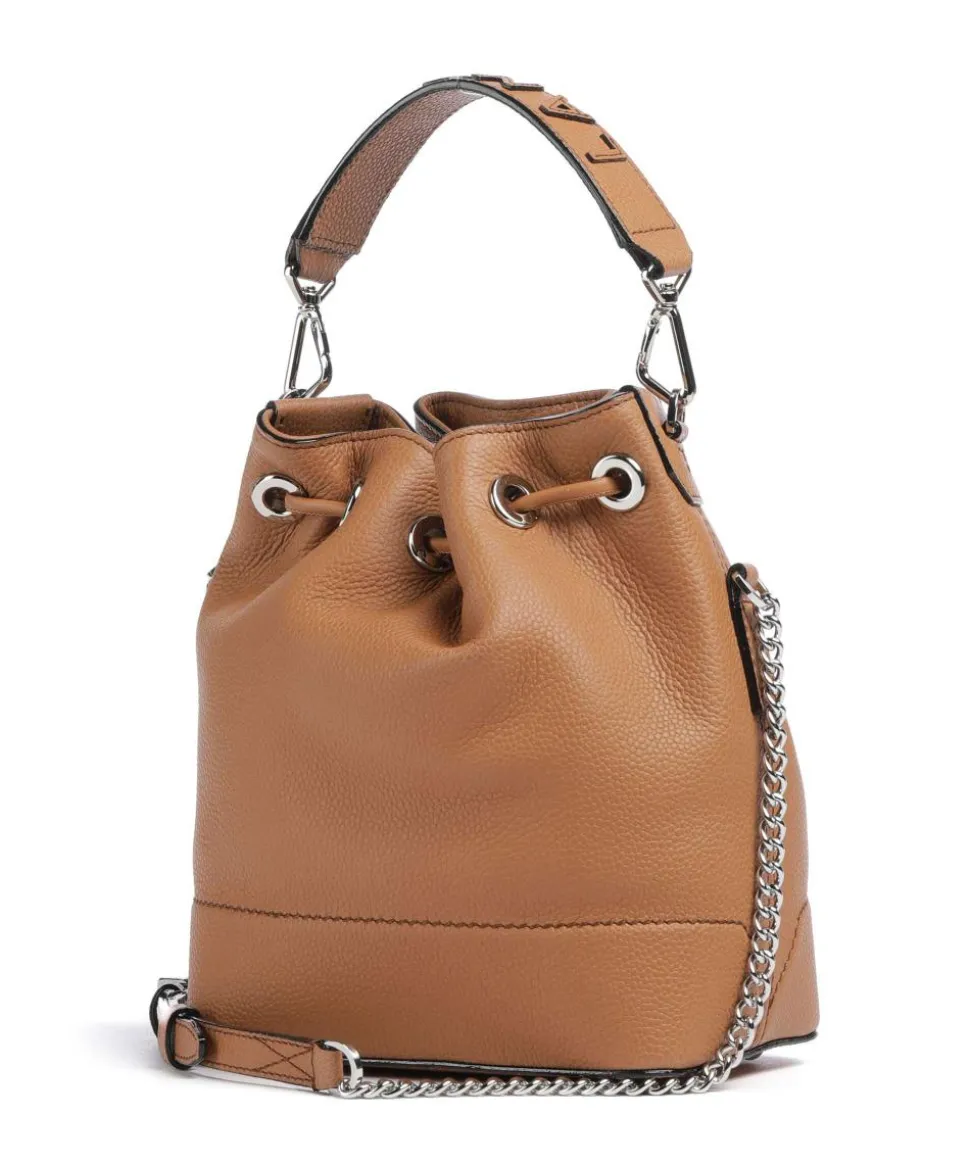 Ninon S Bucket bag genarbtes Rindsleder camel