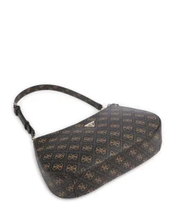 Noelle Q Logo Schultertasche Lederimitat dunkelbraun