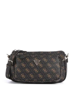 Noelle Q Logo Schultertasche Lederimitat dunkelbraun