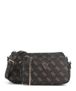 Noelle Q Logo Schultertasche Lederimitat dunkelbraun