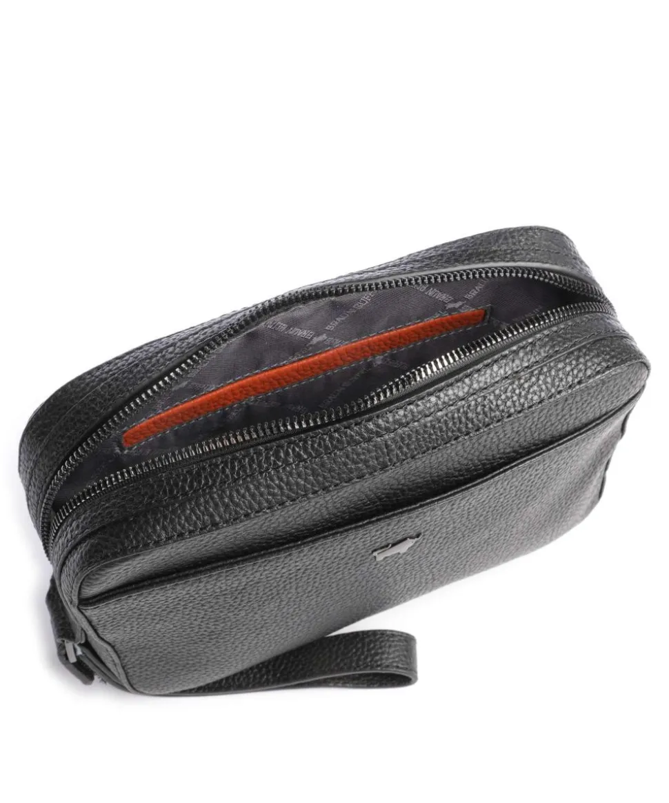 Novara Handgelenktasche genarbtes Rindsleder schwarz