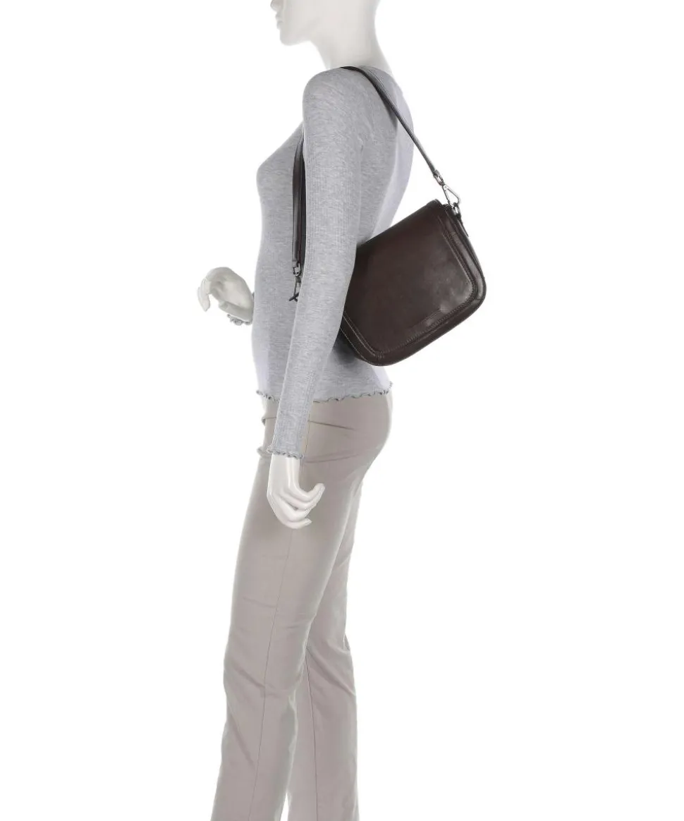 Novum Lizzola Schultertasche Leder dunkelbraun