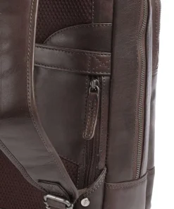 Novum Nicola Rucksack 15″ fein genarbtes Leder dunkelbraun